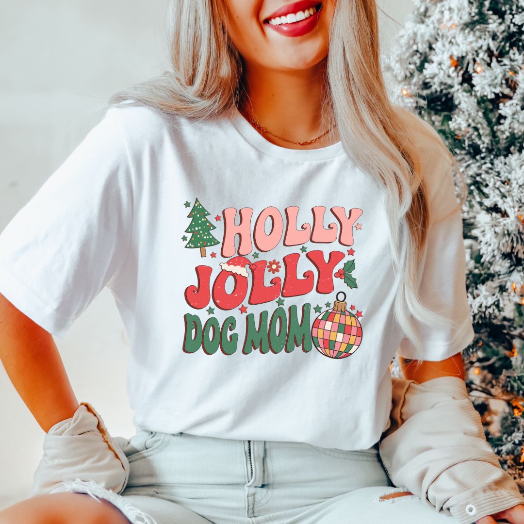 Holly Jolly Dog Mom T-shirt