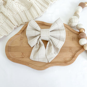 Oatmeal Plaid Flannel Sailor Bow