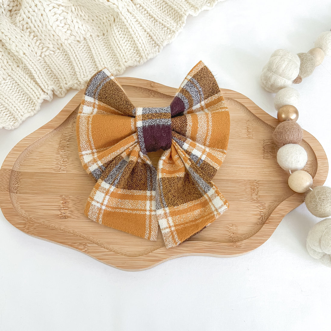 Honey Plaid Flannel Sailor Bow