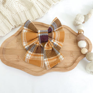 Honey Plaid Flannel Sailor Bow