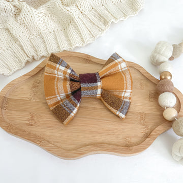 Honey Plaid Flannel Bow Tie