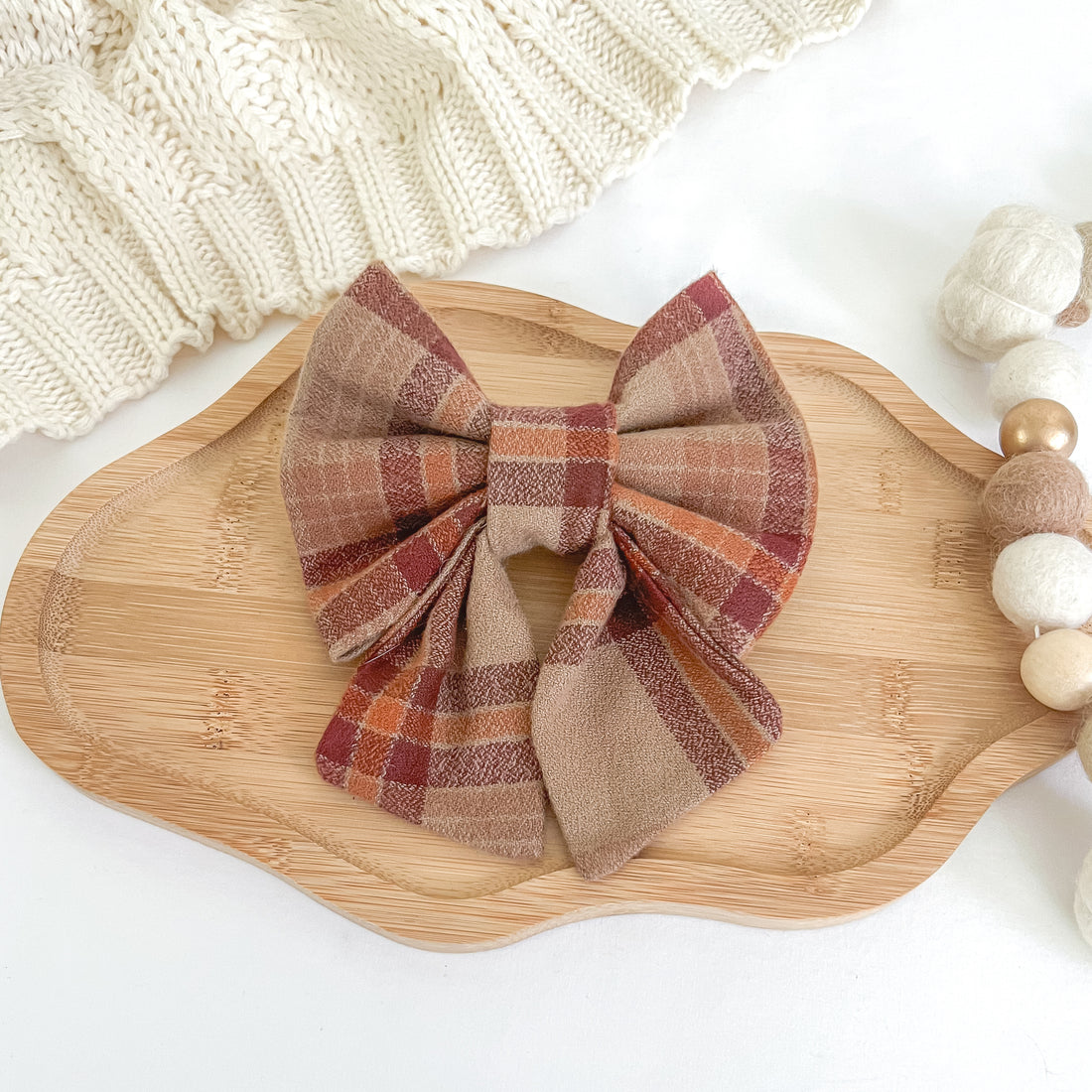 Hazelnut Plaid Flannel Sailor Bow