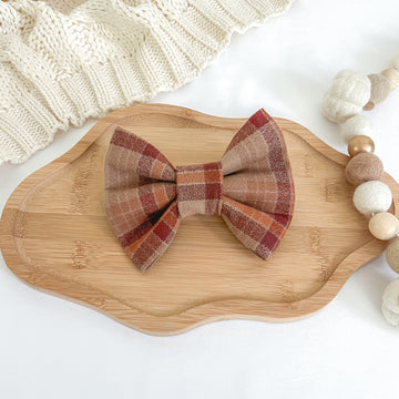 Hazelnut Plaid Flannel Bow Tie