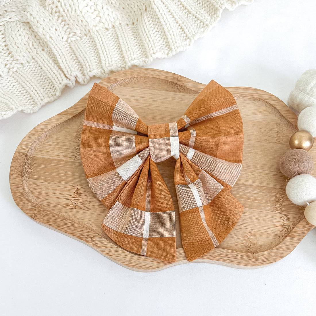 Pumpkin Plaid Sailor Bow