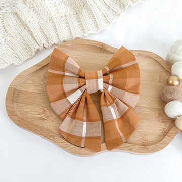 Pumpkin Plaid Sailor Bow