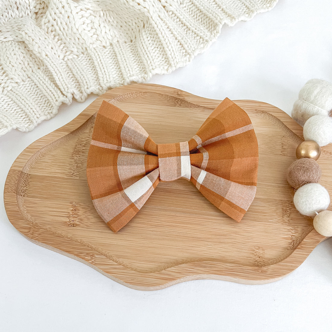 Pumpkin Plaid Bow Tie