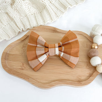 Pumpkin Plaid Bow Tie
