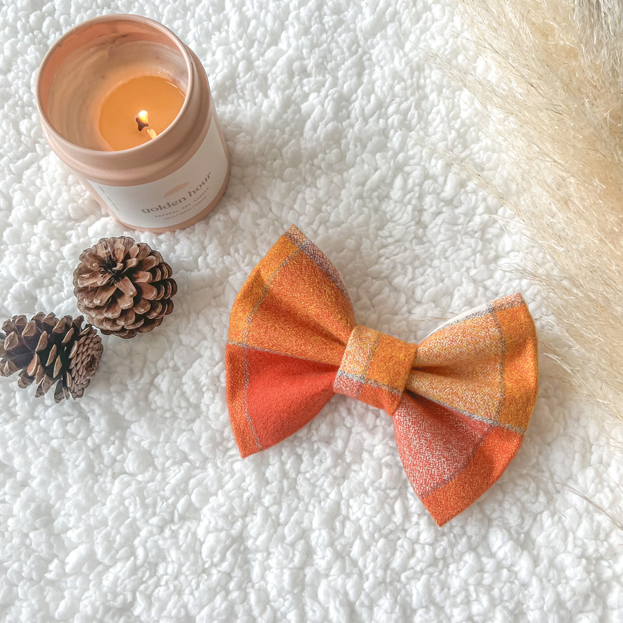 Pumpkin Spice Flannel Bow Tie