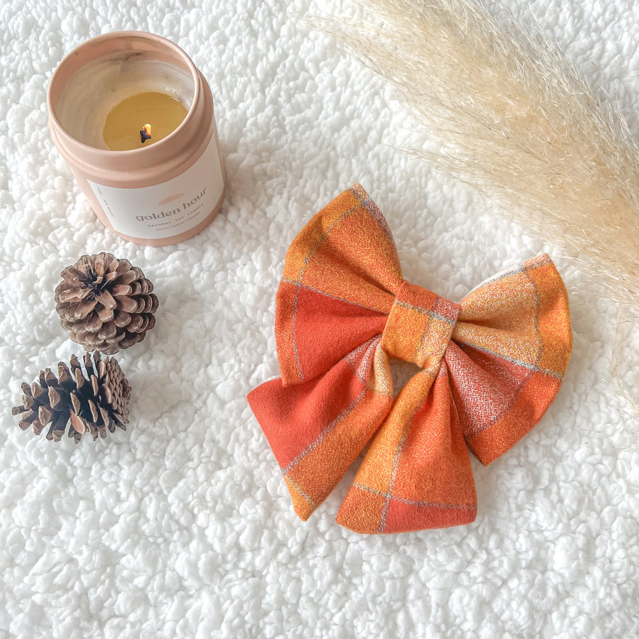 Pumpkin Spice Flannel Sailor Bow