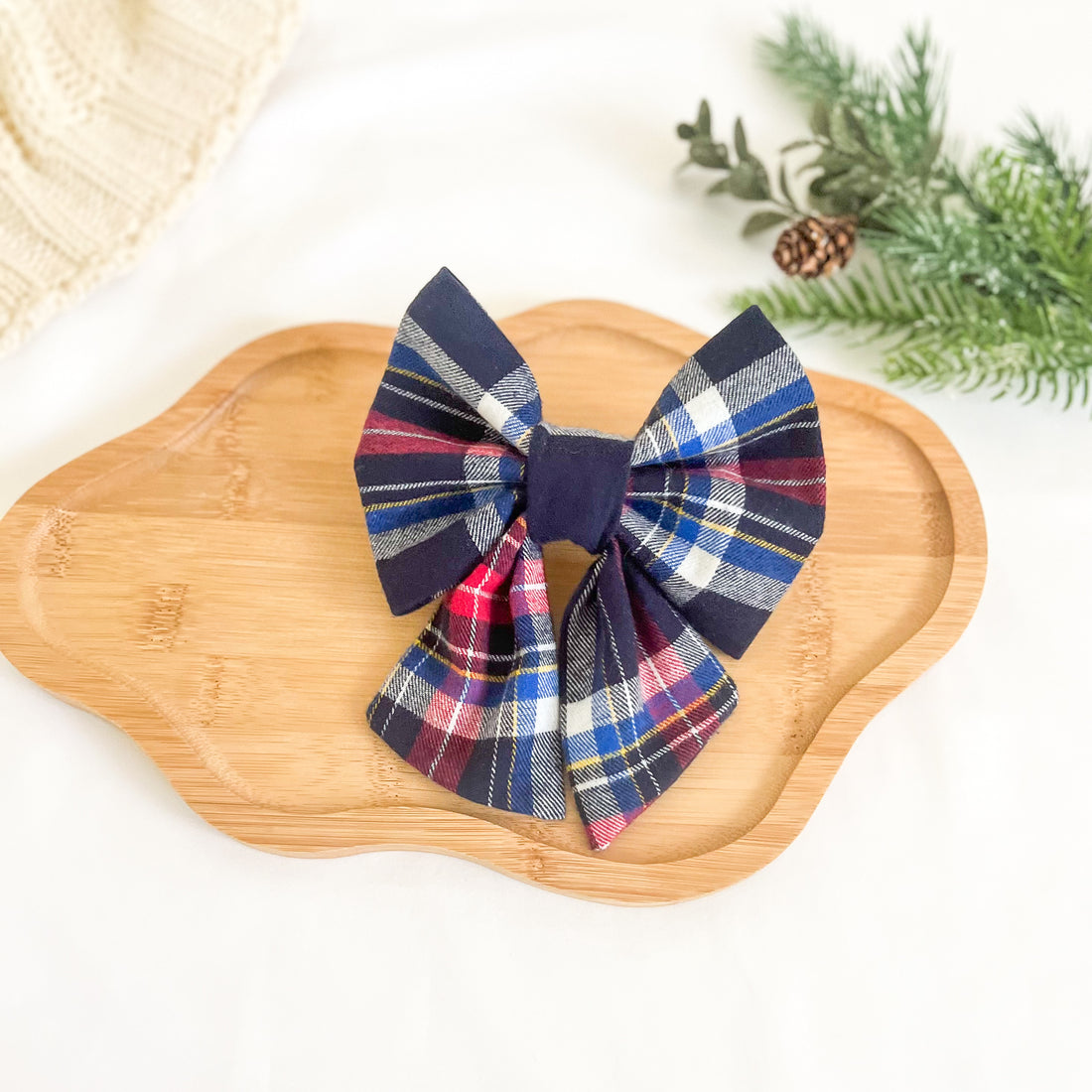 Midnight Plaid Flannel Sailor Bow