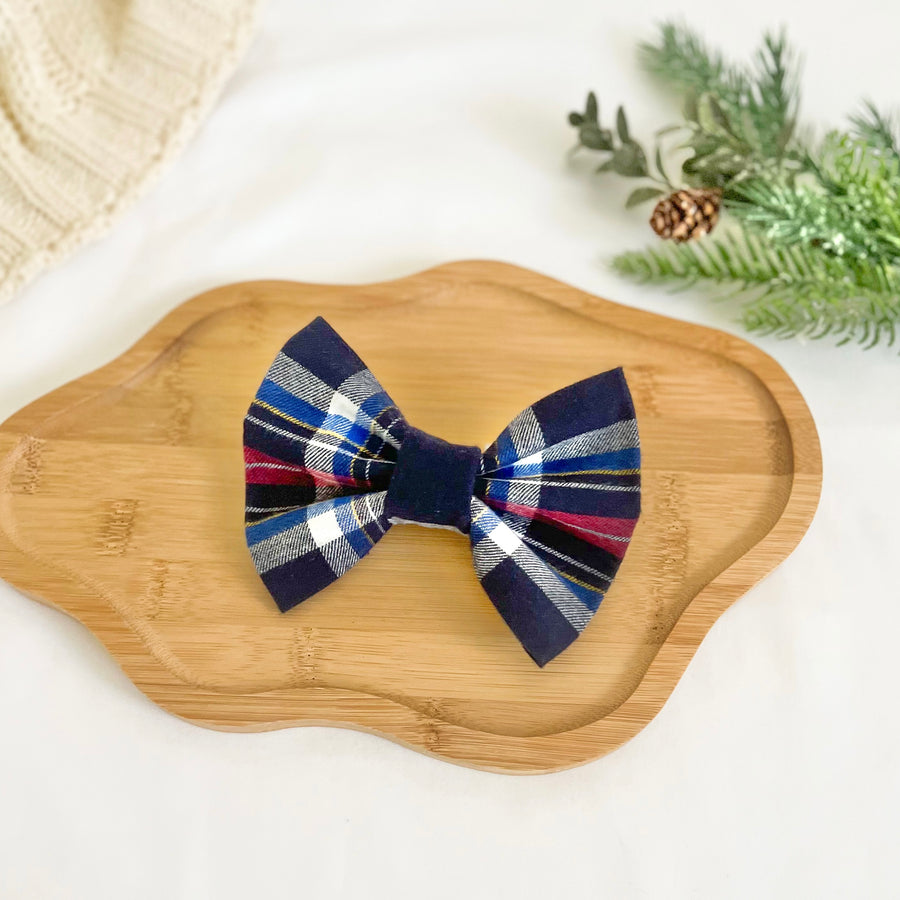 Midnight Plaid Flannel Bow Tie