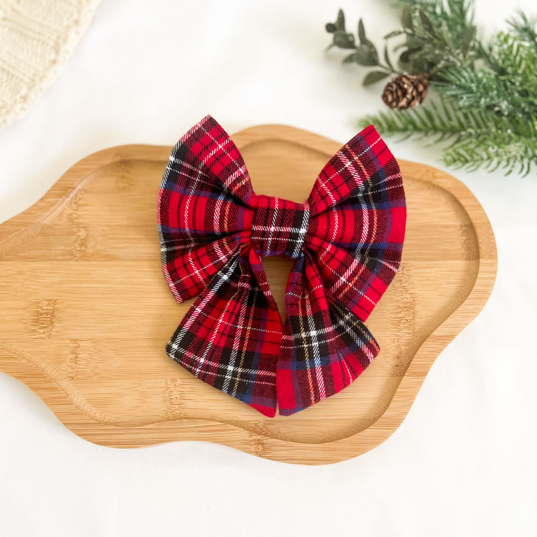 Christmas Magic Plaid Flannel Sailor Bow