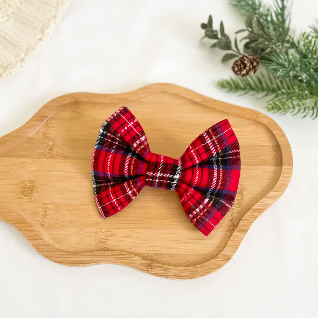 Christmas Magic Plaid Flannel Bow Tie