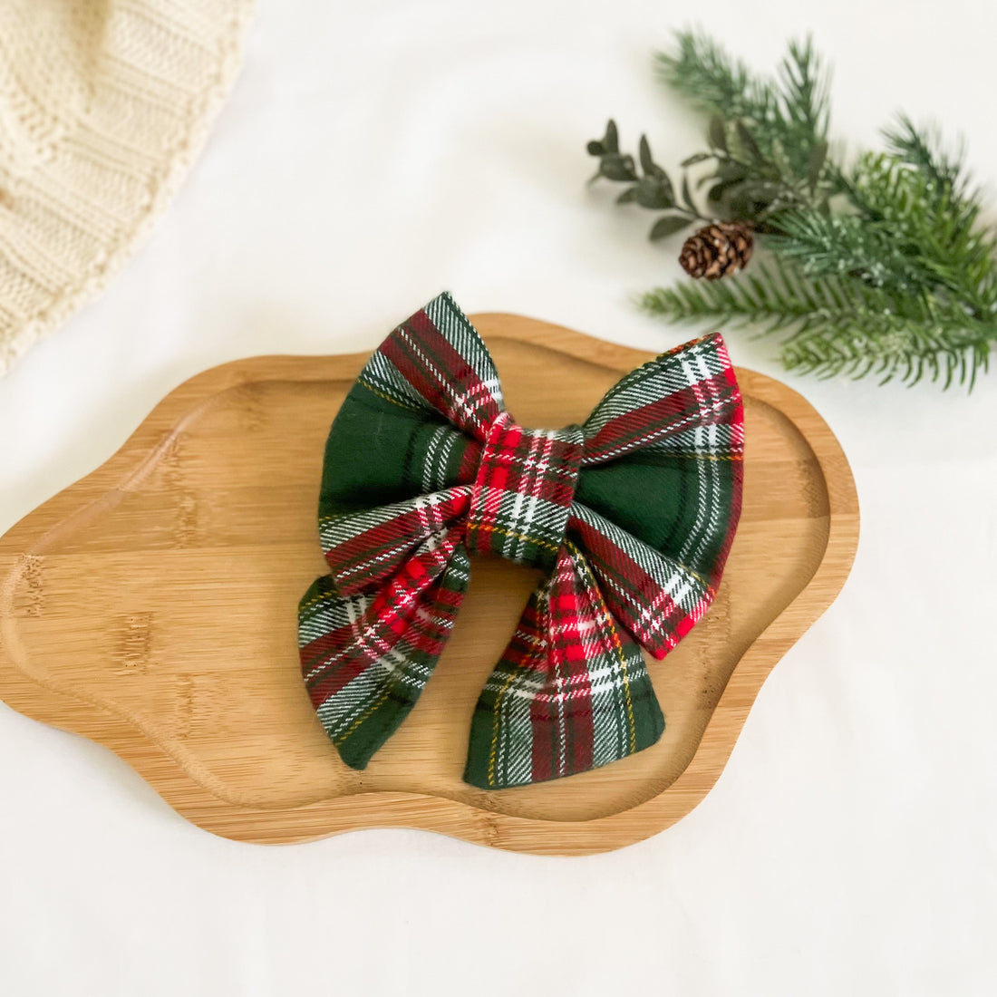 Evergreen Plaid Flannel Sailor Bow