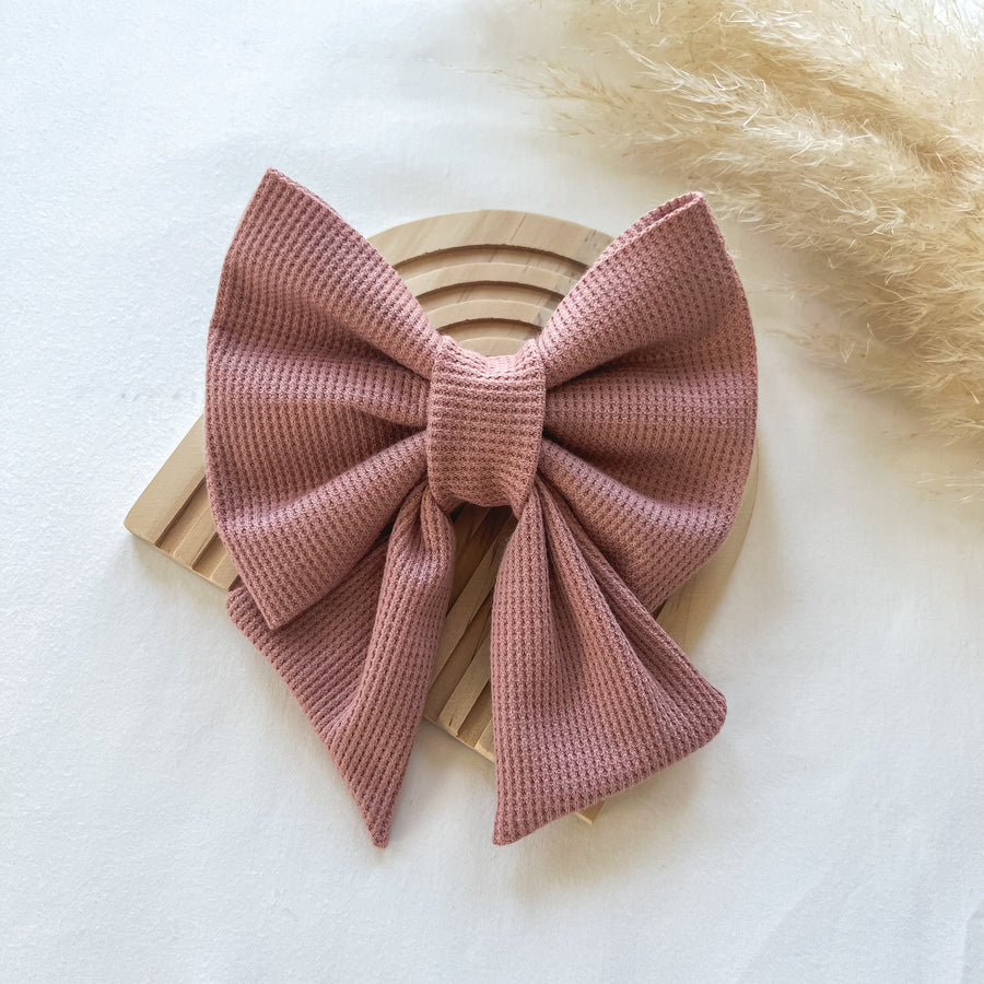 Dusty Pink Waffle Sailor Bow